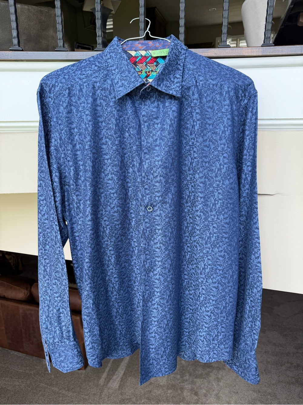 Robert Graham Blue Textured Long-Sleeve Button Down Shirt